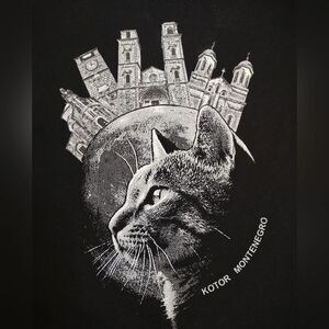 Cat Shirt Serbia Cat Logo Black T Shirt Top size Large